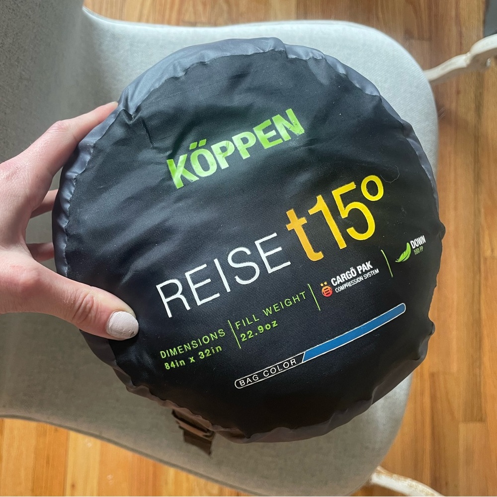 Sleeping bag 15 degrees down in blue